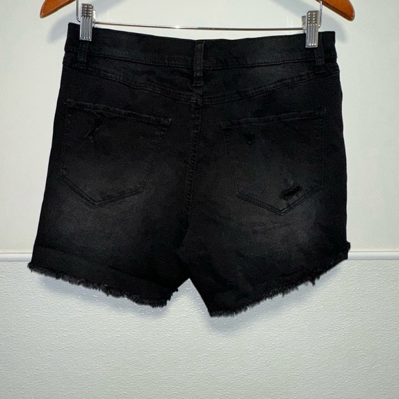 NWT!Women's Rewash Denim Shorts, 7/28,Black Distressed Midi Comfort Stretch High - Picture 9 of 12